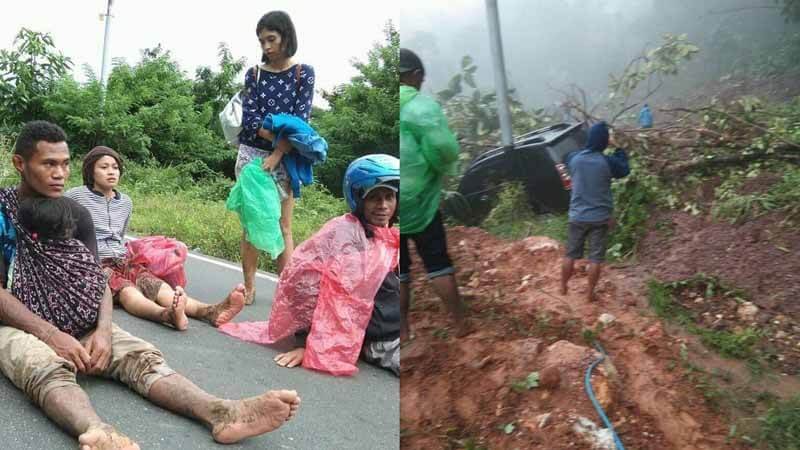 FOTO: Ngerinya Jalan yang Menganga Akibat Hujan Lebat Sepanjang Hari di Manggarai Barat