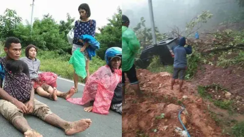 FOTO: Ngerinya Jalan yang Menganga Akibat Hujan Lebat Sepanjang Hari di Manggarai Barat