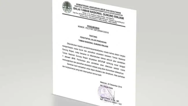 Gunung Rinjani Dibuka Lagi Awal April 2019, Pendaki Wajib Mematuhi Ketentuan Baru Ini!