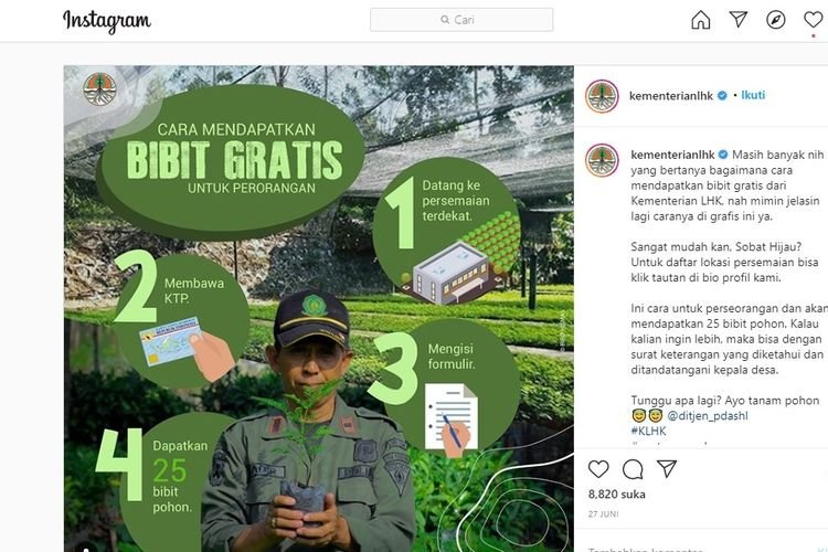 KLHK Sediakan Aneka Bibit Gratis, Ini Cara Mendapatkannya!