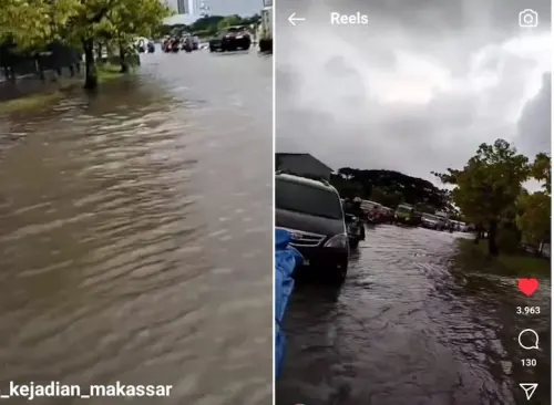 Baru Hujan Sesaat, Jalan Depan TSM Makassar Banjir, Ini Komentar Menohok Netizen!